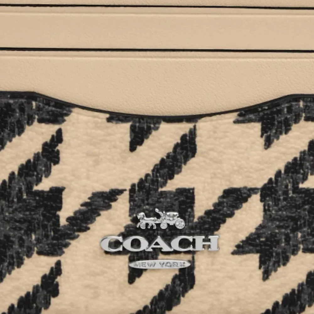 Coach Slim Id Card Case With Houndstooth Print